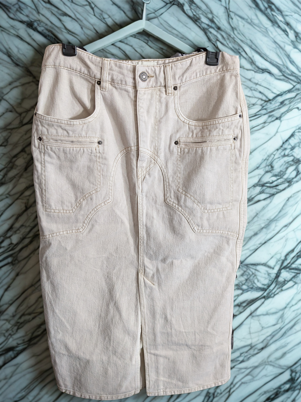 Isabel Marant Beige Britt Denim Midi Skirt