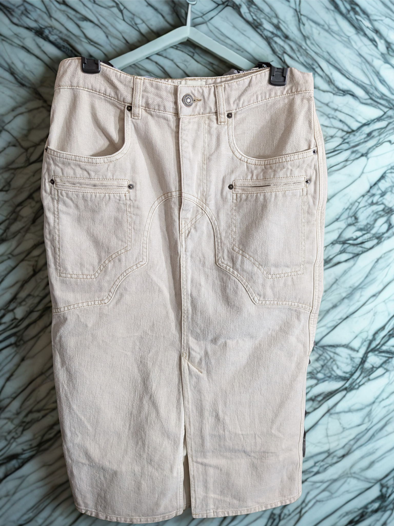 Isabel Marant Beige Britt Denim Midi Skirt