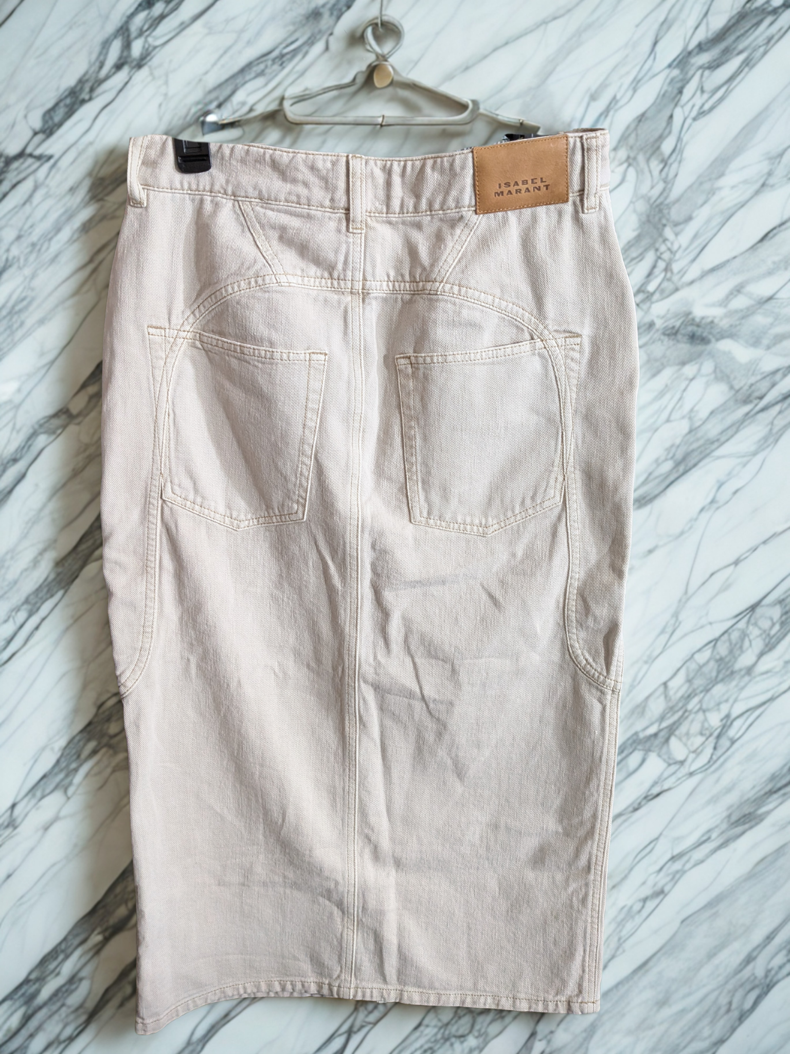 Isabel Marant Beige Britt Denim Midi Skirt