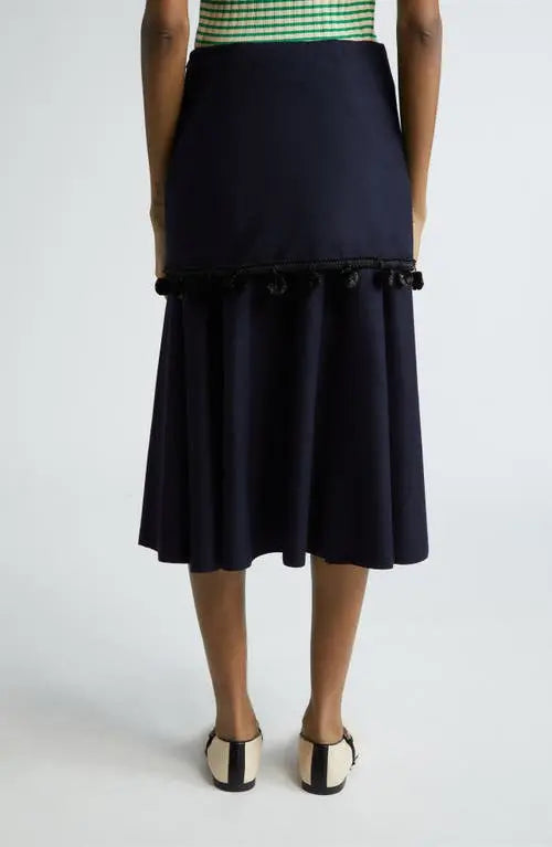 Wales Bonner Serenade Pompom Trim Midi Skirt