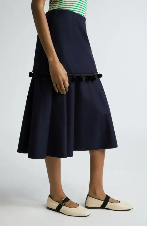 Wales Bonner Serenade Pompom Trim Midi Skirt