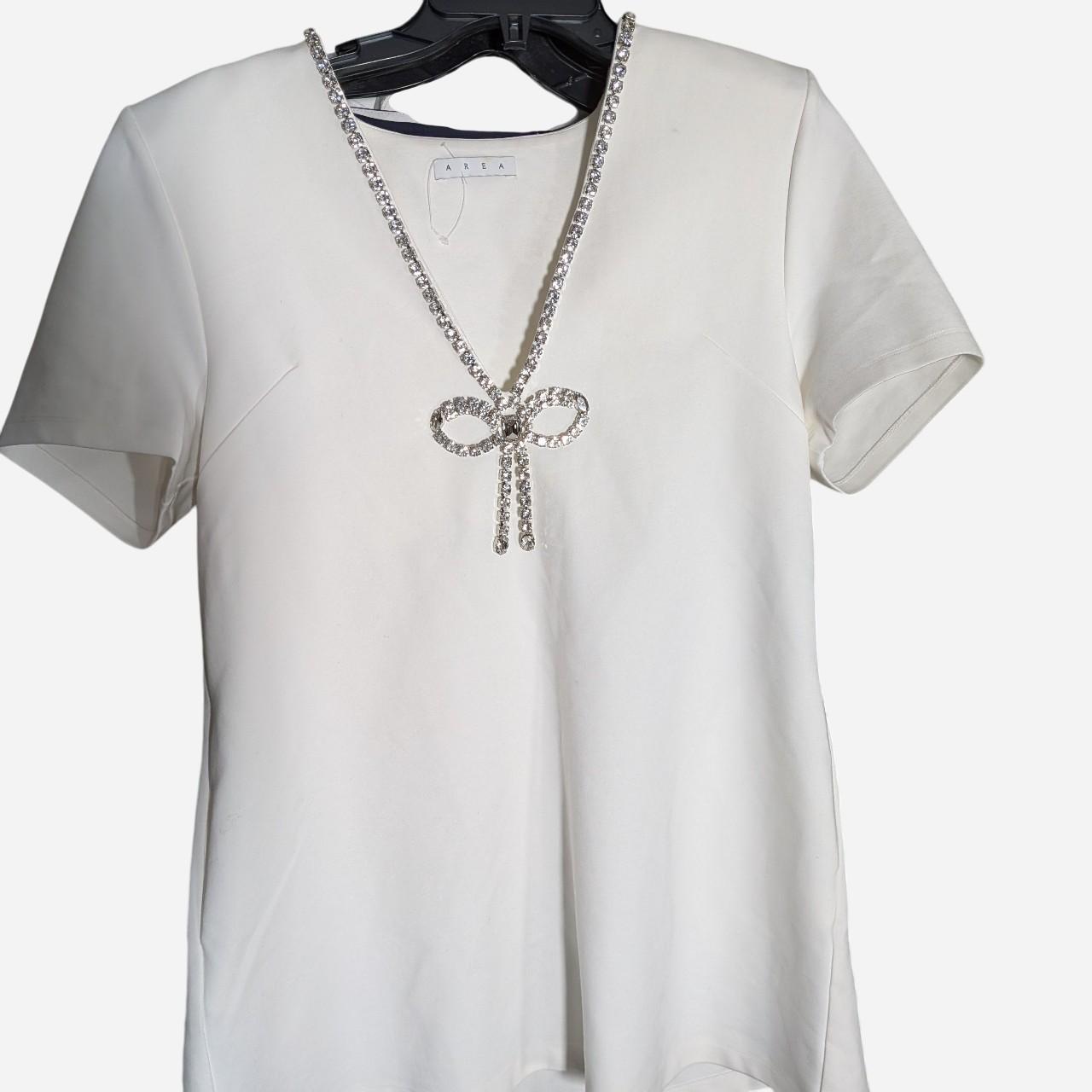 AREA crystal-embellished V-neck mini dress