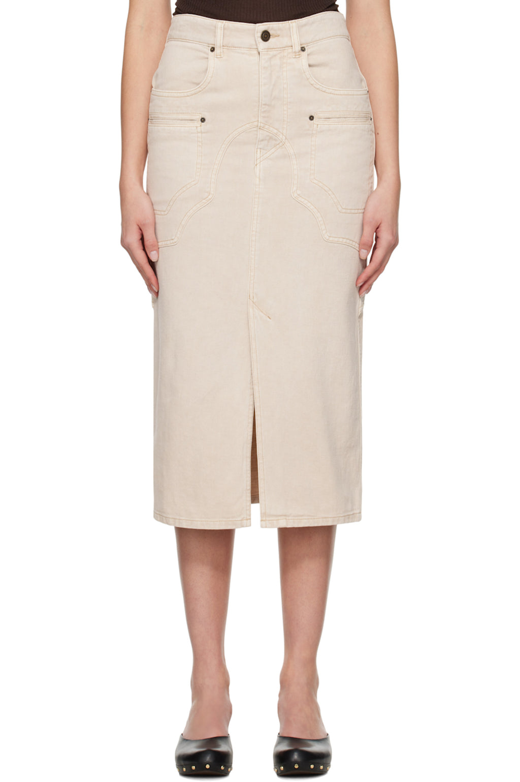 Isabel Marant Beige Britt Denim Midi Skirt
