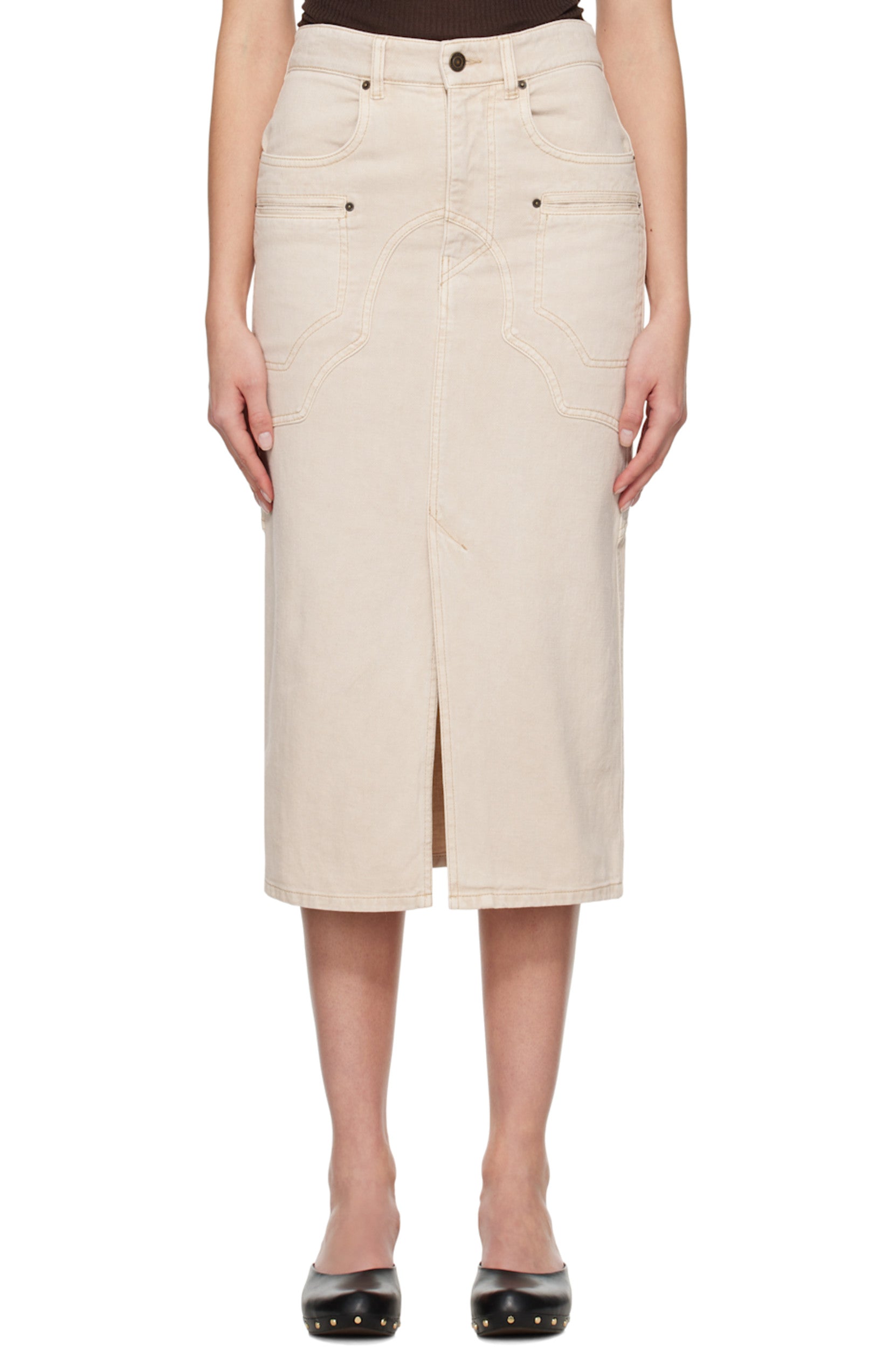 Isabel Marant Beige Britt Denim Midi Skirt