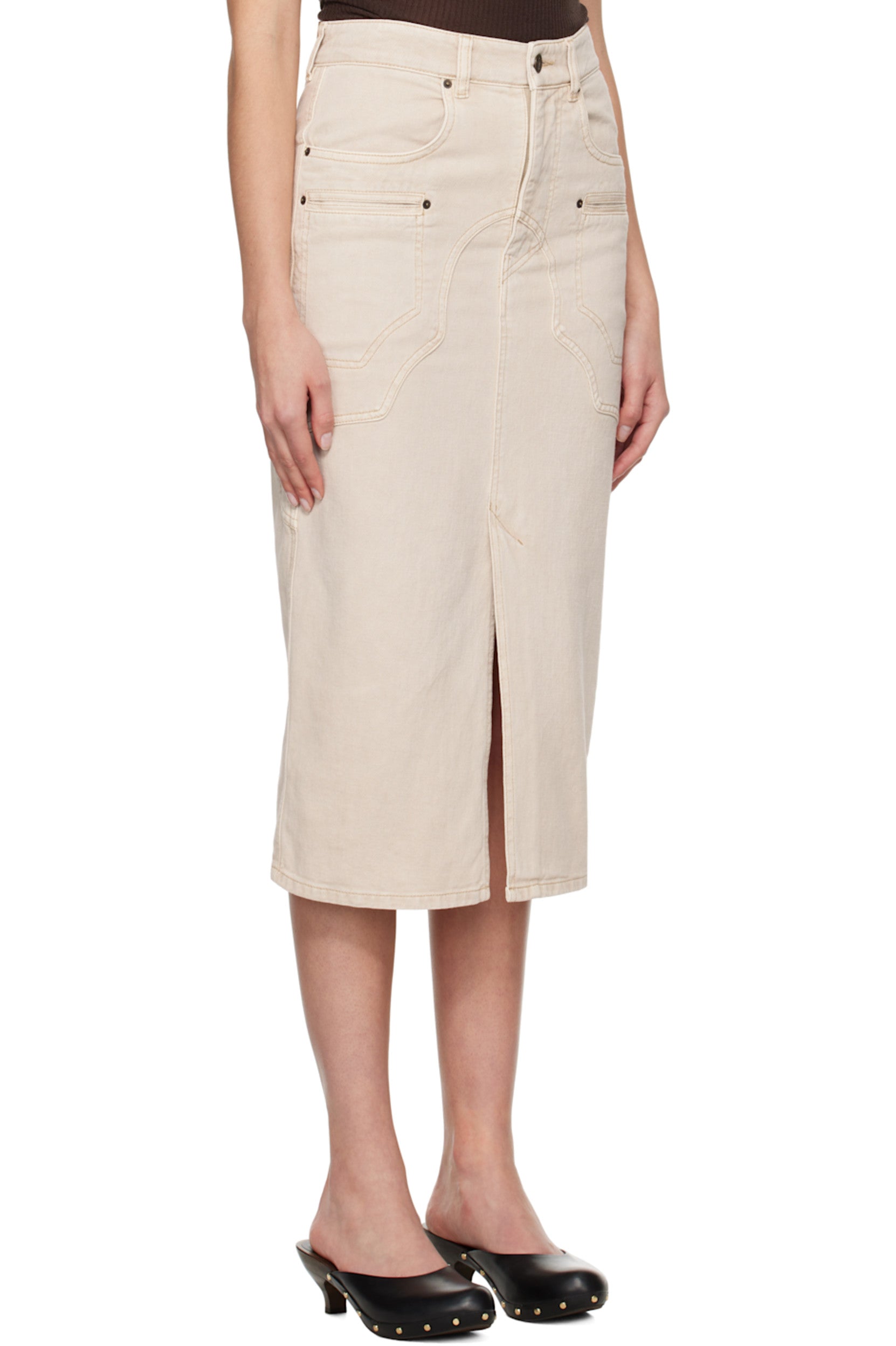 Isabel Marant Beige Britt Denim Midi Skirt